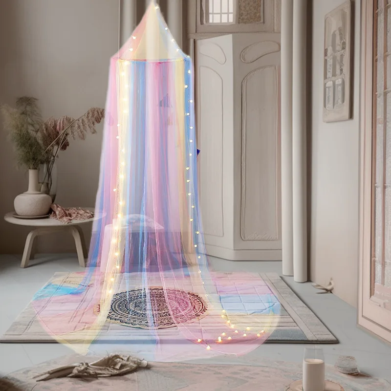 

Summer Hung Dome Mosquito Net Double Bed Rainbow Romantic Mesh for Home Bedroom Baby Adults Hanging Decor Mosquito Net for Bed