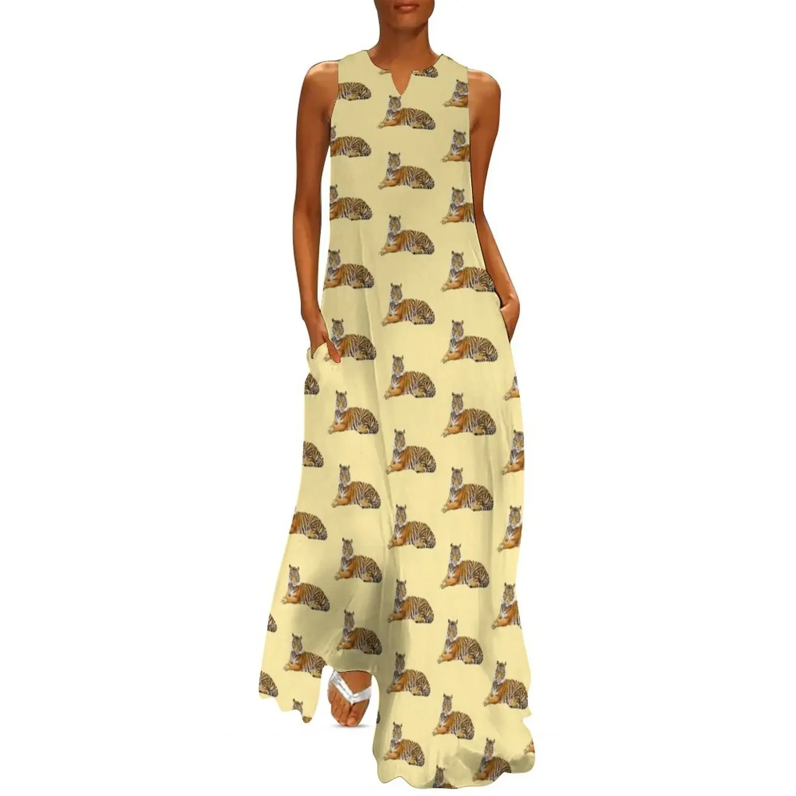 

tiger Long Dress clothing women summer 2025 beach dresses Women's summer long dress women's clothing korea stylish Dress