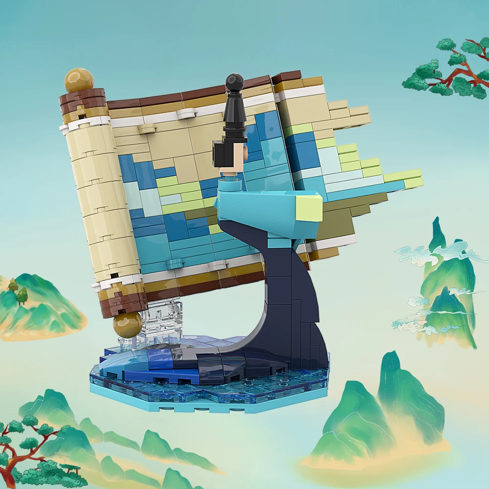 

MOC Landscape Green Mountains And Rivers Bricks Mobile Game Traditional Chinese Painting Building Block Kids Toy Birthday Gift