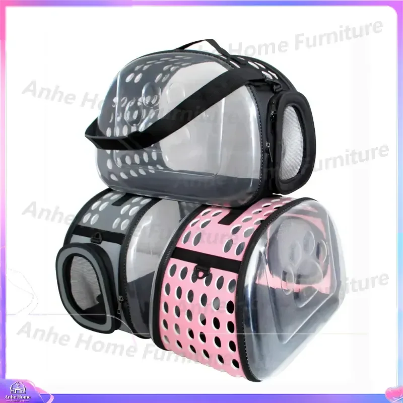 Foldable Transparent Pet Carrier Bag Breathable Large Capacity Cat Dog Backpack Portable Outdoor Travel Messenger Cage for