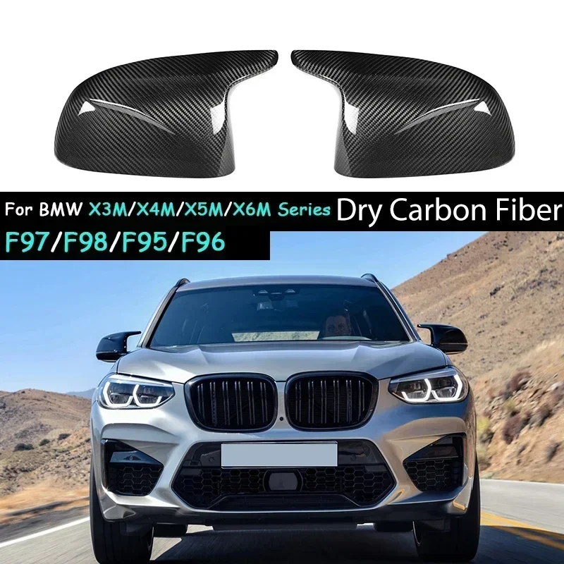 

Real Dry Carbon Fiber Car Side Mirror Cover Replacement RearView Mirror Cover For BMW F95 F96 F97 F98 X3M X4M X5M X6M 2019-IN