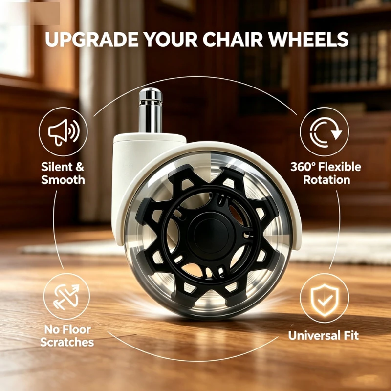 5pcs 3 Inch Silent Transparent Dual Swivel Office Chair Casters