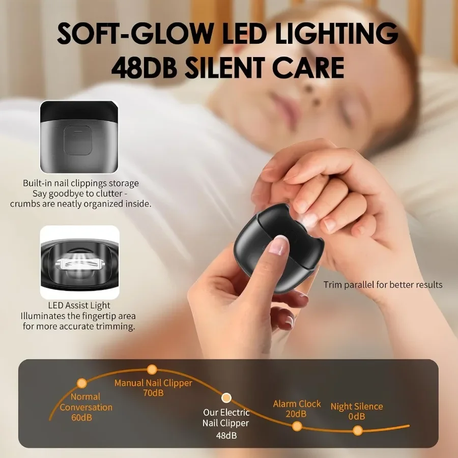 速度設定を調整できる自動電動ネイルトリマー 視認性を向上させるLEDライト内蔵 磁気安全カバー