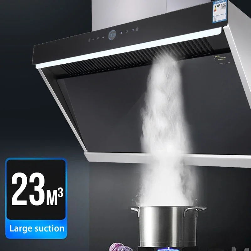 Range Hood Side Suction Large Suction Automatic Heat Cleaning Household Smoke Exhaust Machine Range Hood Kitchen 900*410*460mm