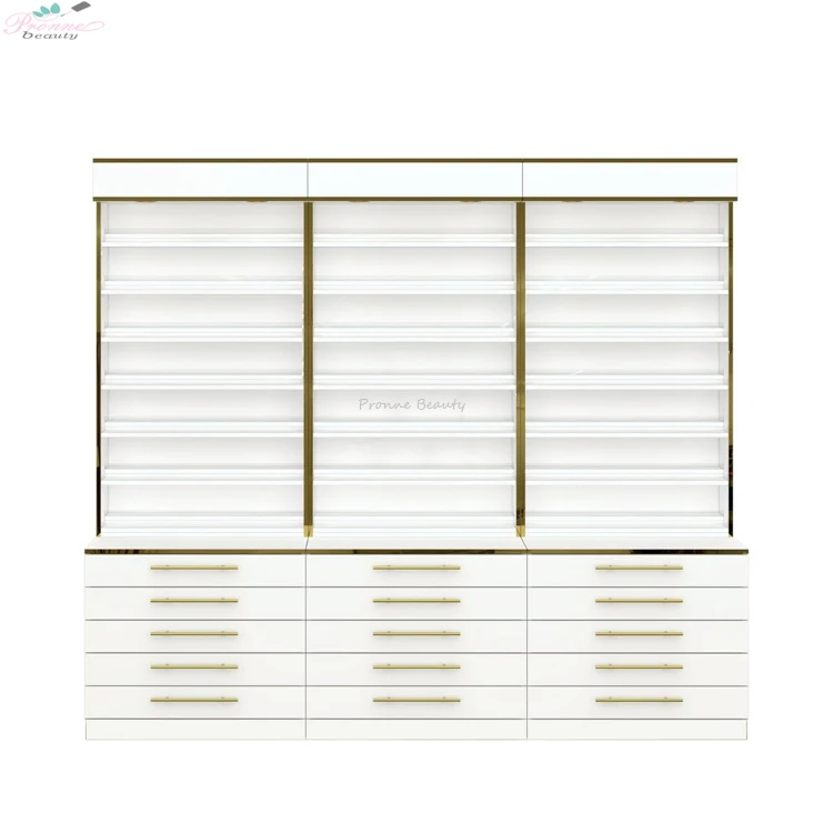 Custom Modern Wood Nail Polish Cabinets Rack Floor Makeup Gel Nail Polish Display Case With Lock