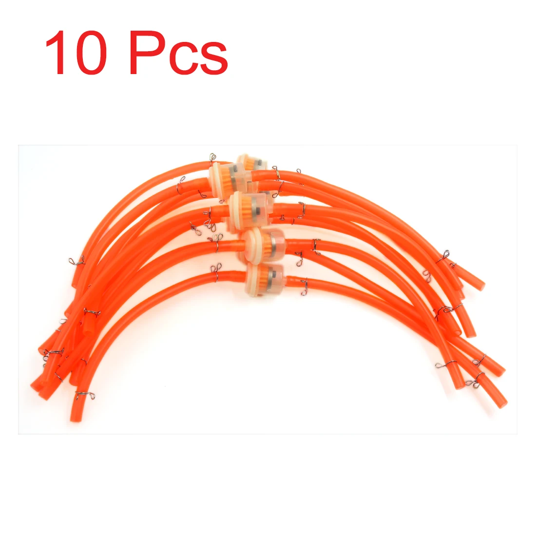 uxcell Motorcycle Orange Plastic Petrol Hose Pipe Line Tube Oil Fuel Filter 10Pcs