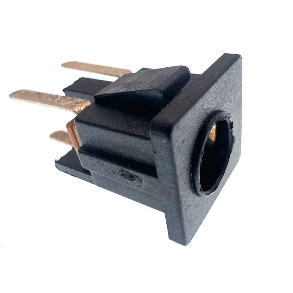 DC068 2.1 round pin socket 5.5*2.1mm three-pin 180-degree vertical straight-in long-leg square panel installation