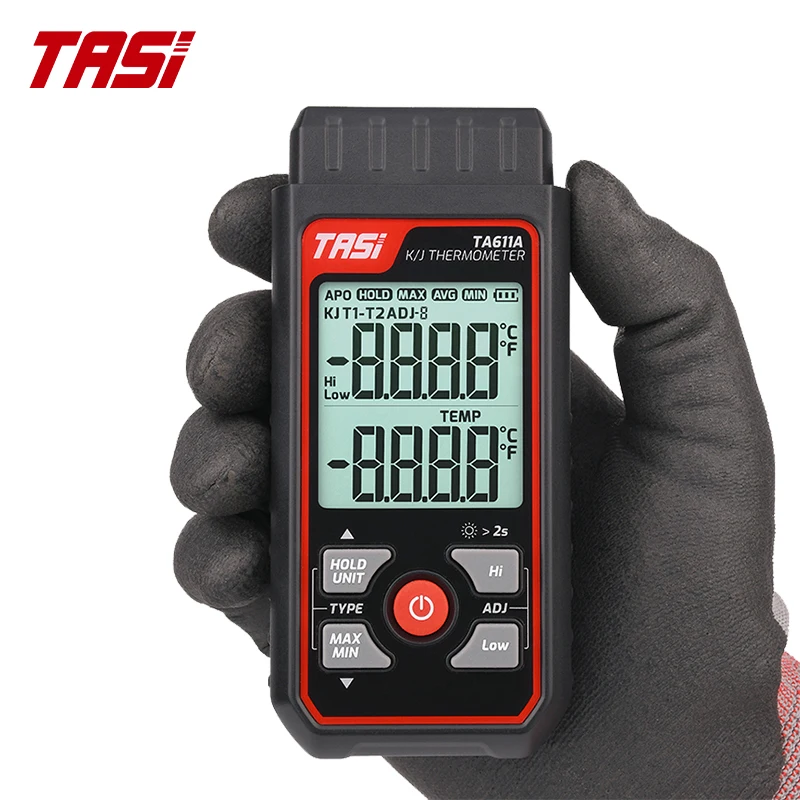 TASI TA611A TA611B Digital Thermocouple Thermometer K/J Thermometer Contact Temperature Tester LCD Screen Display C/ F Measuring