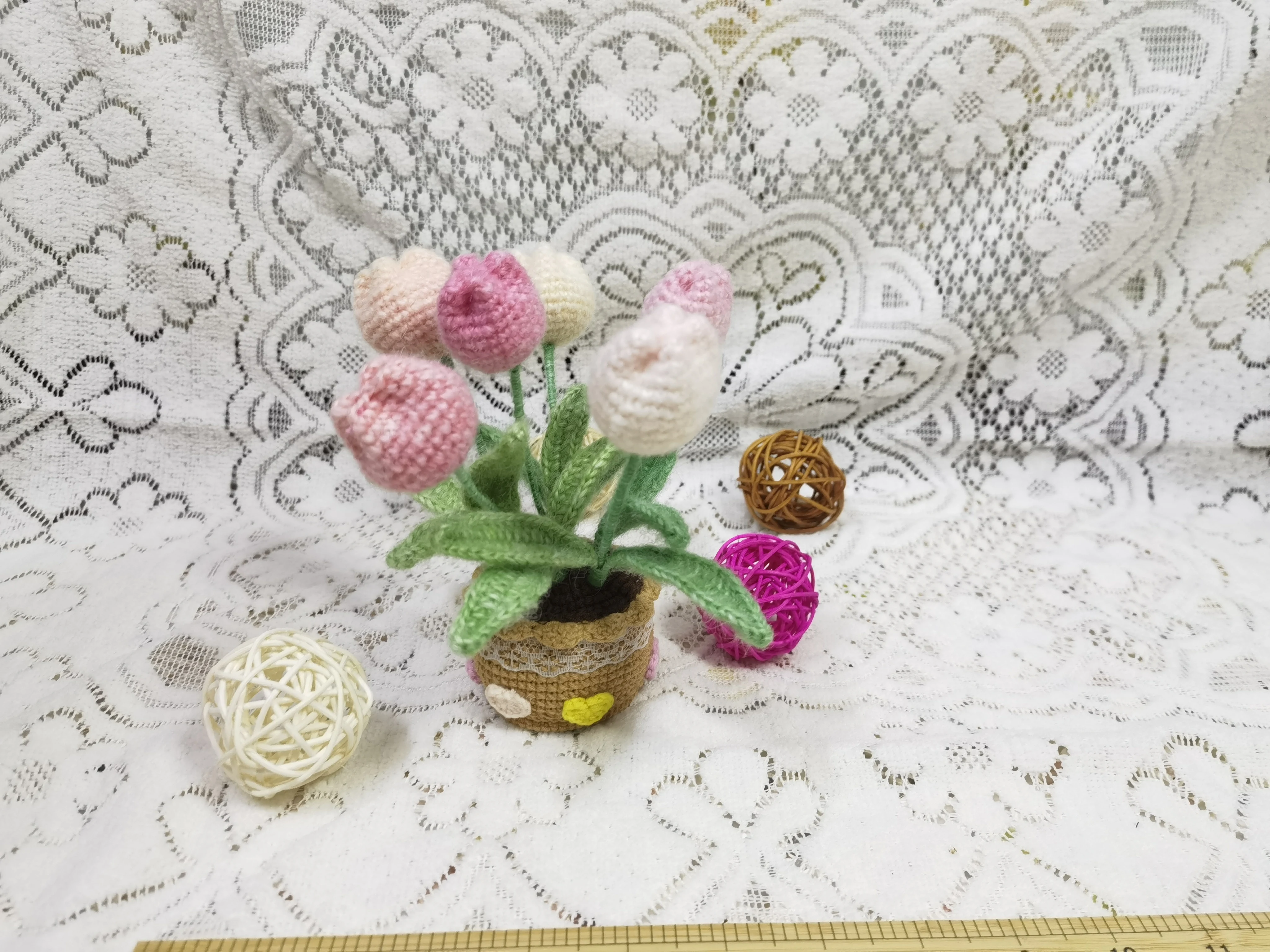 

Creative Decoration Woolen Handmade Knitted Decoration Pure Handmade Potted Plant Decoration Home Decoration