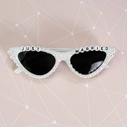 pearl Just married Sunglasses summer beach wedding Bachelorette hen Party Bridal Shower honeymoon Newlywed Mrs wifey Bride gift