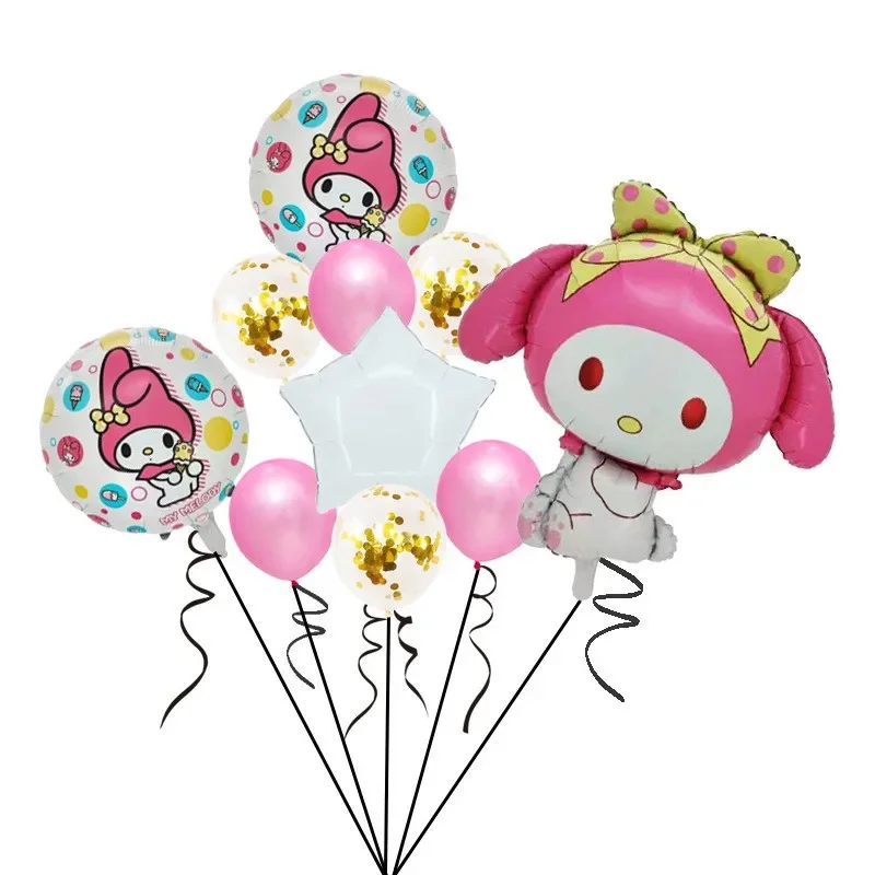 10 pz/set kawaii Melody Sanrio Carino Kuromi Cinnamoroll Foil Palloncino Set Festa di Compleanno Per Bambini Giocattoli Decorativi Baby Shower