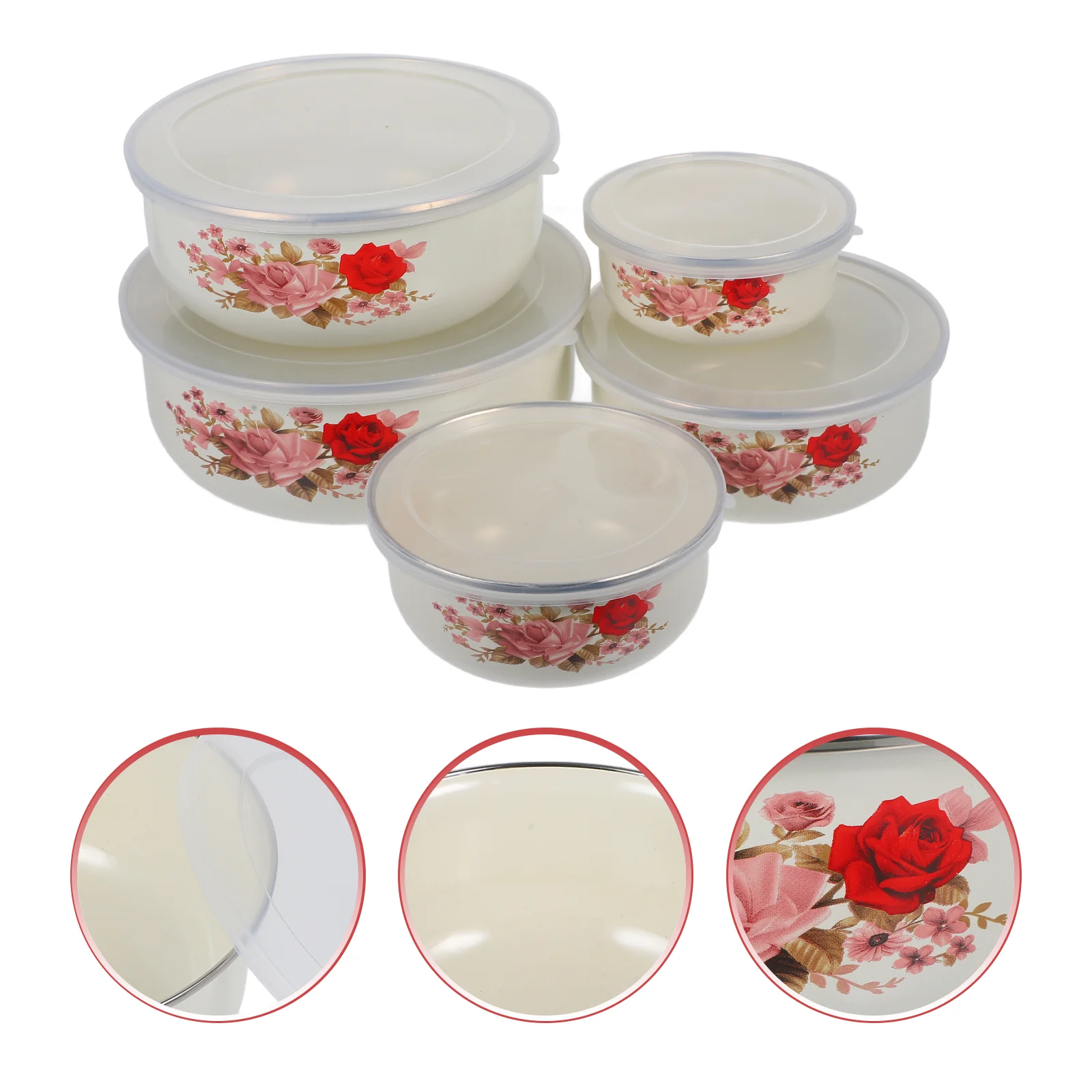 Enamel Covered Bowl Salad Container Soup Serving Food Instant Noodle Kitchen Egg Mixing Enamelware Deep Ramen Bowls