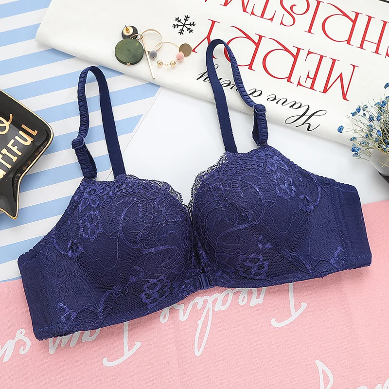 Women\'s Bras Sexy Lace Wireless Bra Front Closure Push Up Bra Comfortable Seamless Underwear Female Lingerie Plus Size 90b