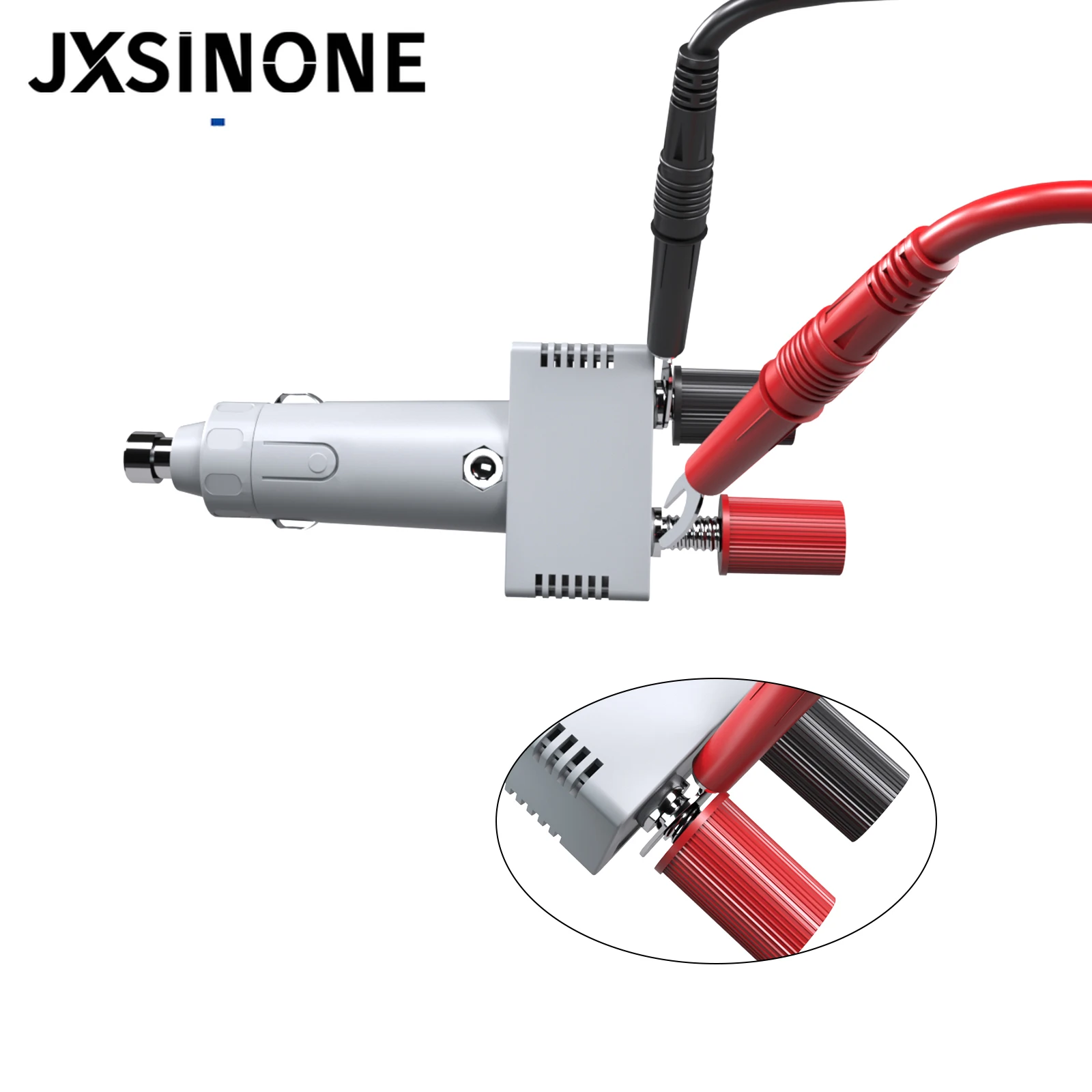 JXSINONE P90025 4mm Banana Plug Test Leads with Alligator Clips Cigarette Lighter Plug to Dual 4mm Female Socket Adapter 12V 10A