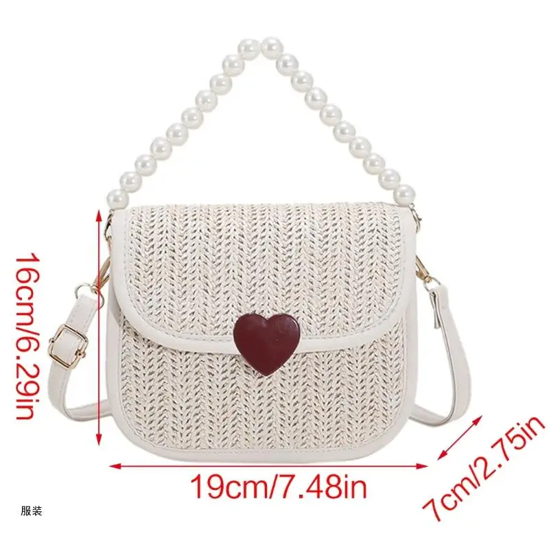 D0UD Bolso playa versátil, bolso cruzado, bolso hombro informal para niña, bolso tejido paja