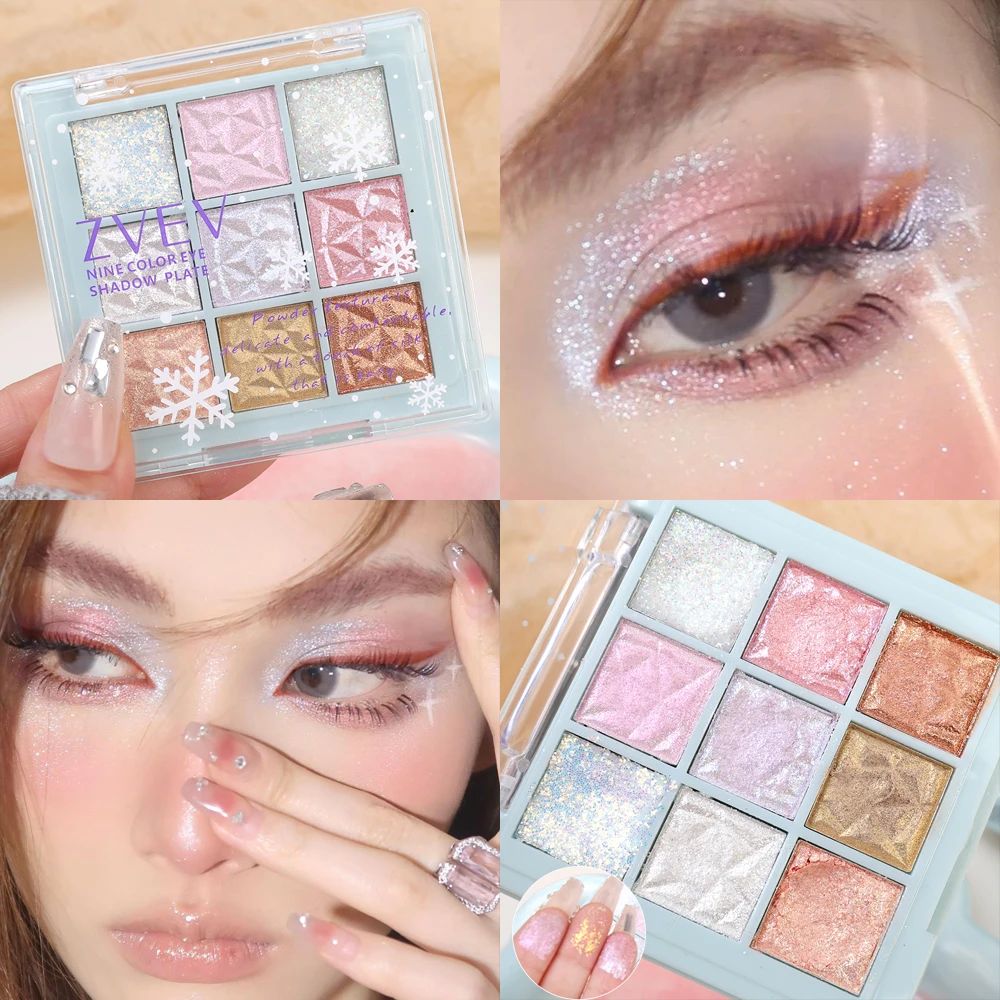 9colors Glitter Eyeshadow Palette Pigment Diamond Shimmer Shiny Eye Shadow Charming Highlighter Waterproof Eye Korean Cosmetics