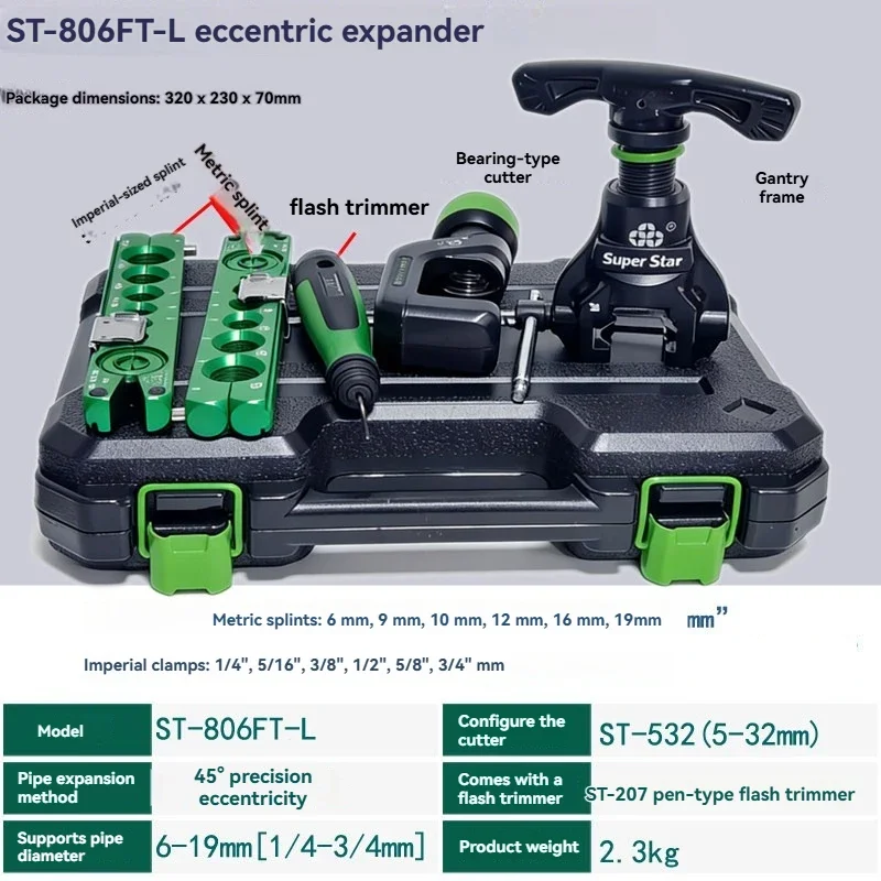 ST-806FT Eccentric Flaring Tool with Clamp – for Air Conditioner Copper Tubing (Compatible with Metric and Imperial Sizes)