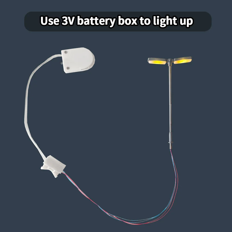 ไฟถนนจำลองขนาด 1/87 1/150 หลอดไฟ LED 3V แบบหัวเดียว/หัวคู่ สำหรับรถไฟ โคมไฟรางรถไฟ ฉากจำลองขนาดเล็ก ของตกแต่ง 1 ชิ้น