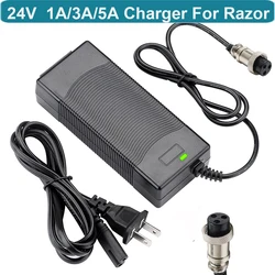 Cargador de batería para patinete eléctrico E100 E200 E300, 24V, 3A, 72W, para Razor E100 E200 E300 E125 E150 E500 E175 PR200,MX350 E225S E325S