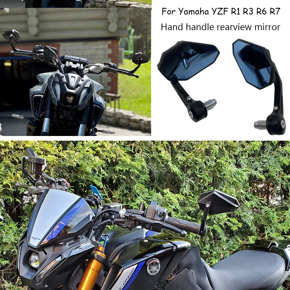 

For Yamaha YZF R1 / R6 Black Motorcycle 7/8" Handle Bar End Mirrors Universal