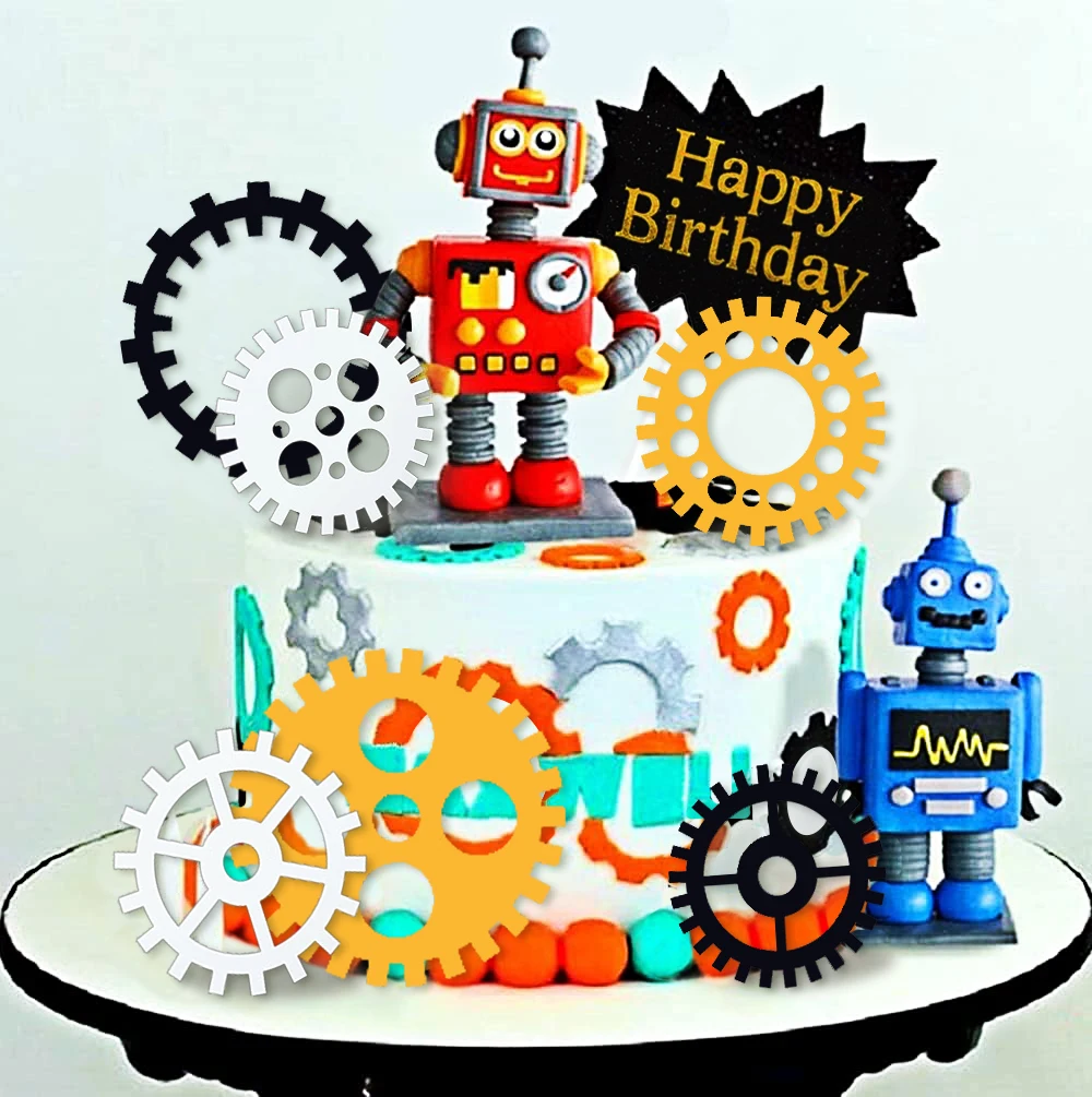Roboter-Kuchenaufsätze für Jungen, Roboter-Kuchen-Cupcake-Dekorationen, Roboter-Party-Dekorationen, Roboter-Figur für die Geburtstagsfeier – Detail 7