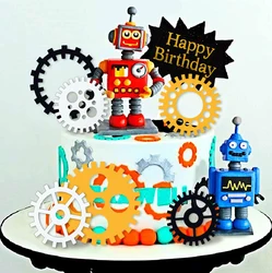 Robot Cake Toppers for Boys Robot Cake Cupcake Decorations Robot Themed Party Decorations Robot Figurine for Birthday Party