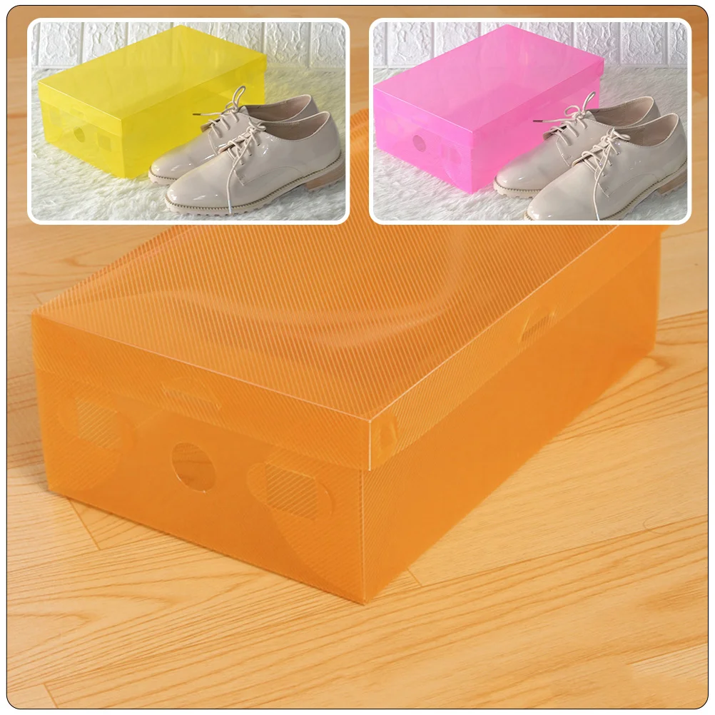 7Pcs Transparent Storage Boxes Locker Storage Boxes Bin Folding Closet Shoes Case for Home