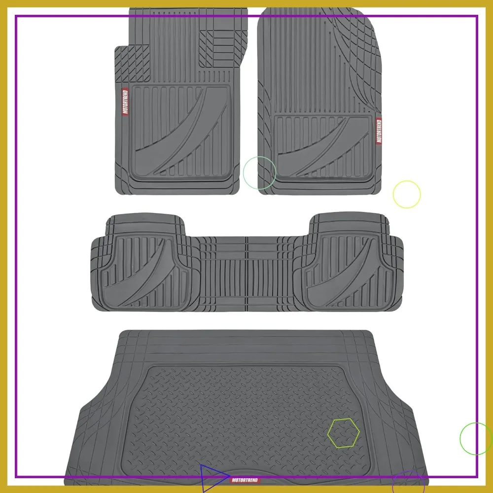 

Heavy Duty Rubber Car Floor Mats All Weather SUV Full Set Universal Trim to Fit Interior Accessories