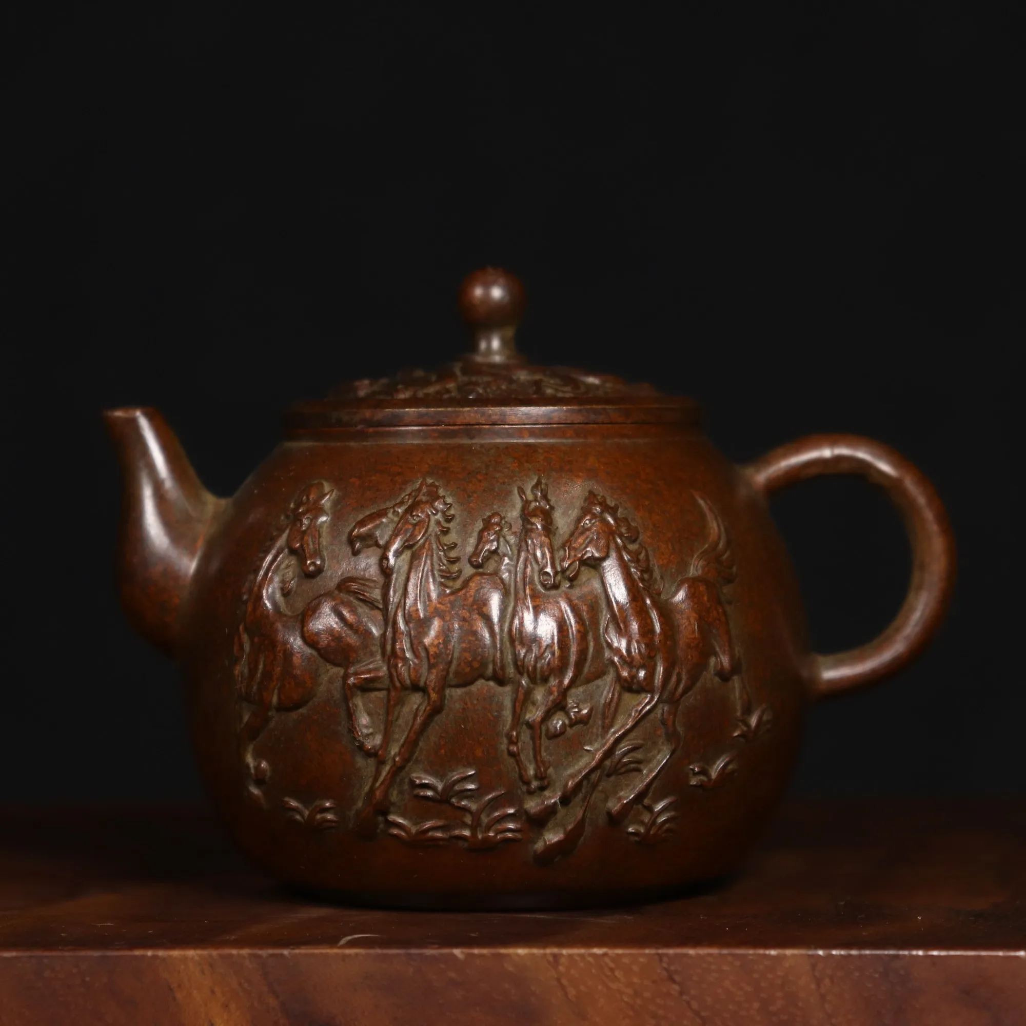 Su Gong Pure Copper Horse to Success Teapot Pure Copper Teapot Coaching Rich, Red, Full, Small and Exquisite Specification: Ear