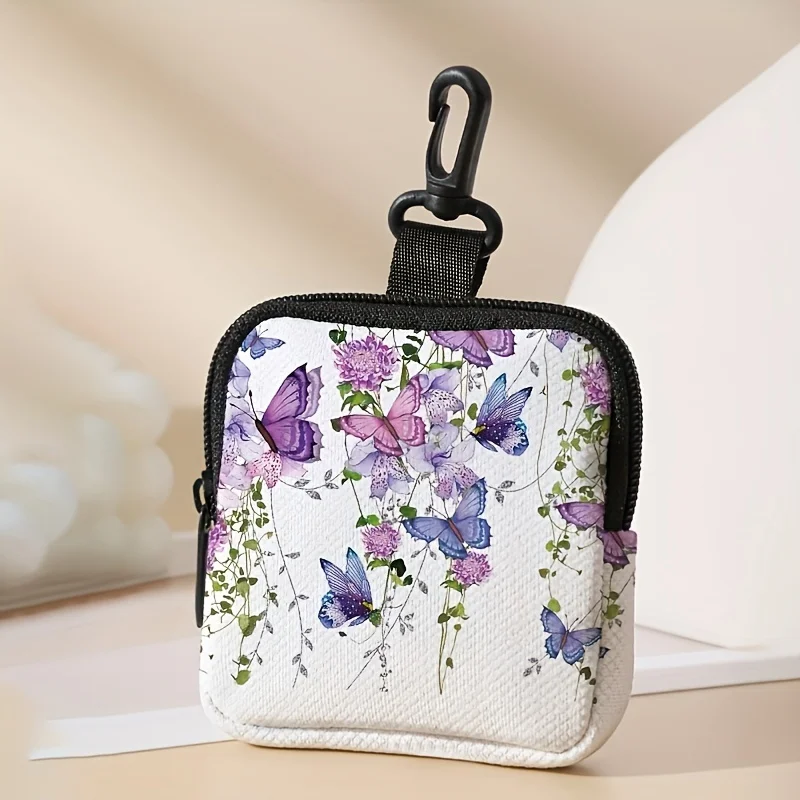 1pc ple butterfly pattern printing large capacity coin wallet digital printing coin wallet storage bag, ideal choice for gifts