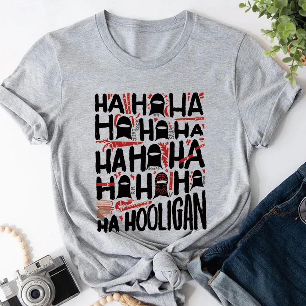 Hooligan Lyric T-Shirt Lustiges Kpop T-Shirt Retro Ha Ha Ha Grafik-Shirts Harajuku Konzert-T-Shirt Unisex Kurzarm-Oberteile Fan-Geschenke – Detail 7