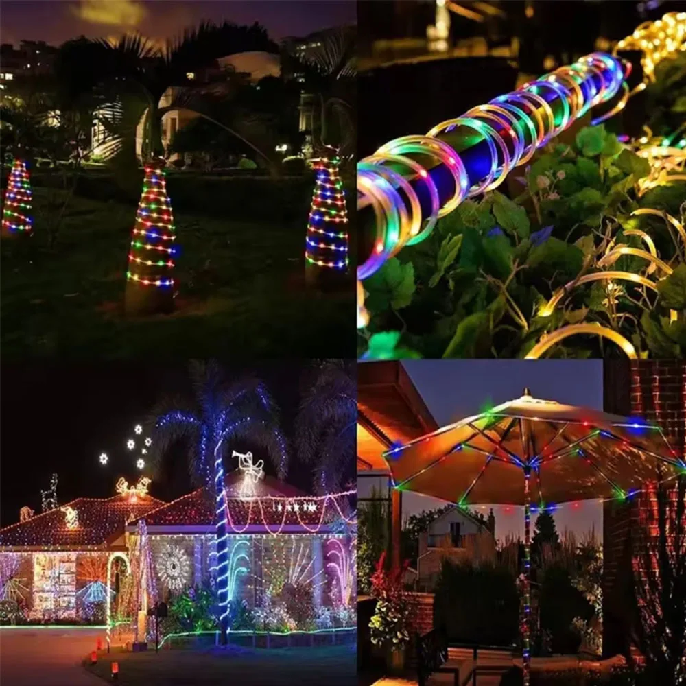 Outdoor Solar LED Fairy Lights Waterproof Rope Tube String Lamp for Garden Patio Christmas Holiday Home Party Decorations - view 6