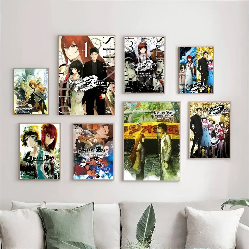 Klassische Anime-Steins-Gate-Poster, klassische Vintage-Poster, Whitepaper-Drucke, Poster, Kunstwerke, Kawaii-Raumdekoration