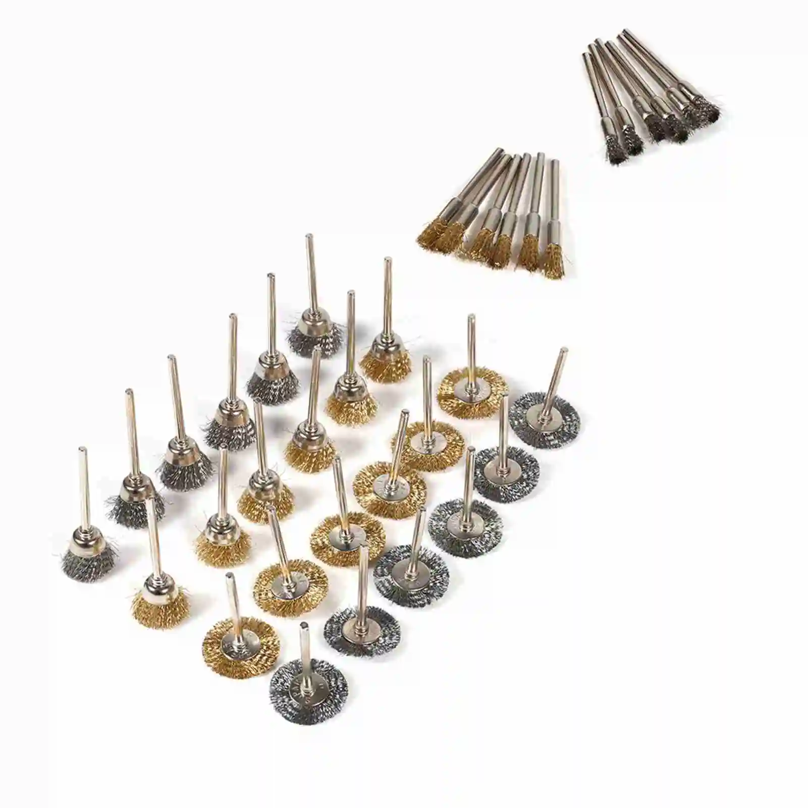 ZK20 36pcs Brass Steel Wire Brush Set Pen Cup Wheel Shaped Polishing Cleaning Rotary Tools Full Kit