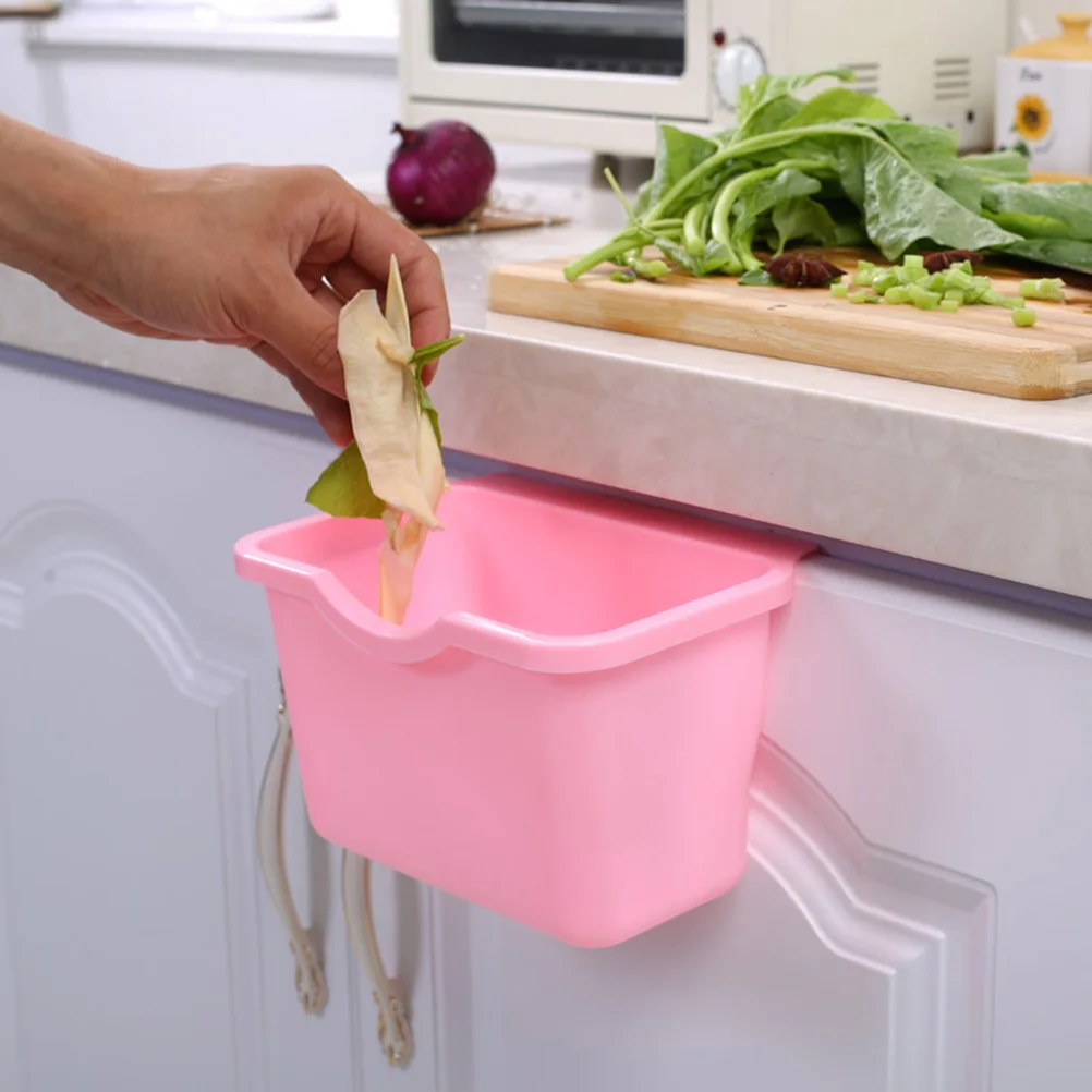 

Hanging Trash Can Garbage Waste Bin Organizer Pink Office Wastebaskets Litter Cans Kitchen Storage Practical Design Durability