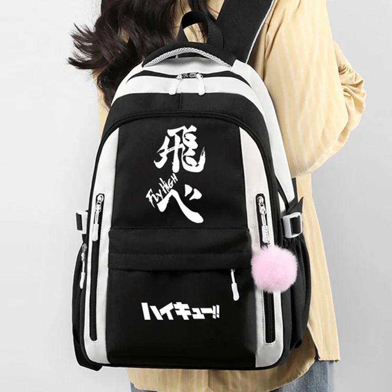 

Breathable mesh, 30×42×23cm Black Blue Pink Purple, Haikyuu, Student Kids Teens School Bags, Anime Backpacks Girls Boys