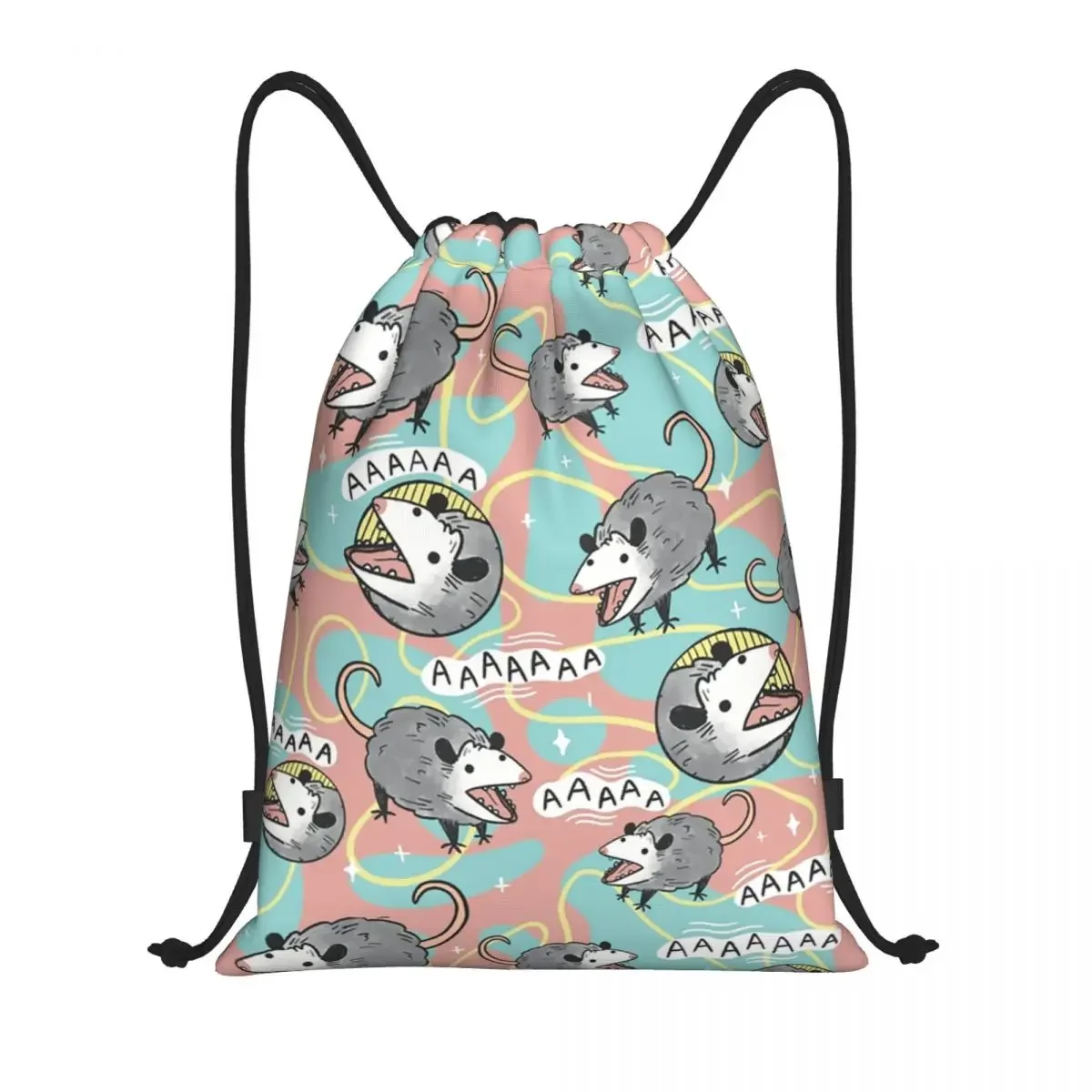 

Opossum Screm Drawstring Bag Men Women Portable Sports Gym Sackpack Animal Pet Training Backpacks