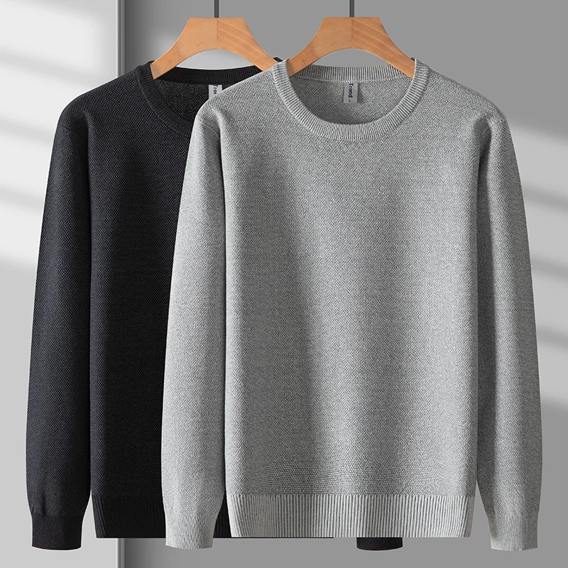 

Classic Fashion Solid Men Sweater Long Sleeve Knitwear Pullovers Autumn Quality Soft Comfortable Elastic Sueters De Hombre M-6XL