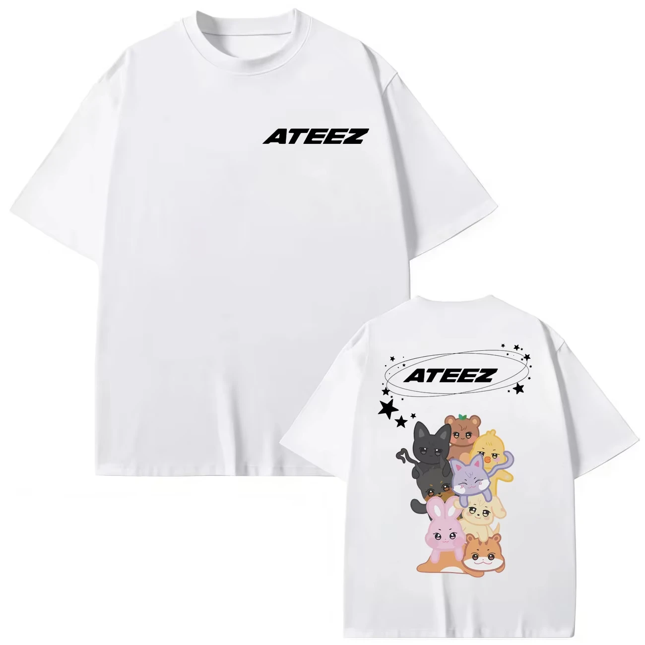Kpop ATEEZ Double Sided Print T-Shirt Men Women