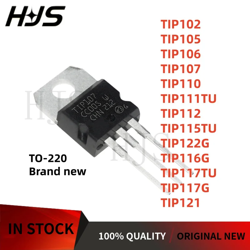 10pcs TIP102 TIP105 TIP106 TIP107 TIP110 TIP111TU TIP112 TIP115TU TIP122G TIP116G TIP117TU TIP117G TIP121 TO-220 Transistor NEW
