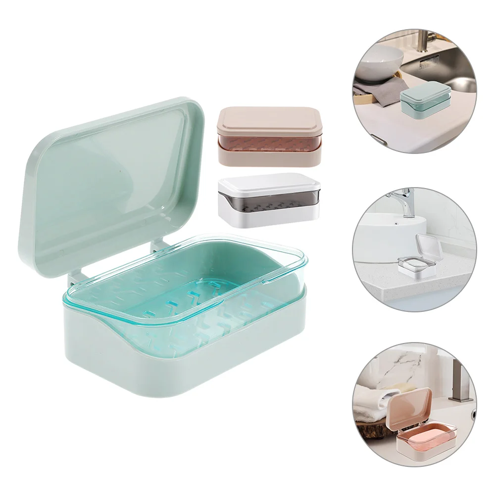 

3 Pcs Hand Soap Dispenser Holder Case Bathroom Clamshell Tray Outdoor Container