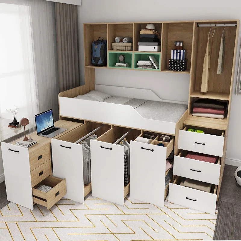 small apartment, small bedroom, desk integrated combination, multi-functional children's half height