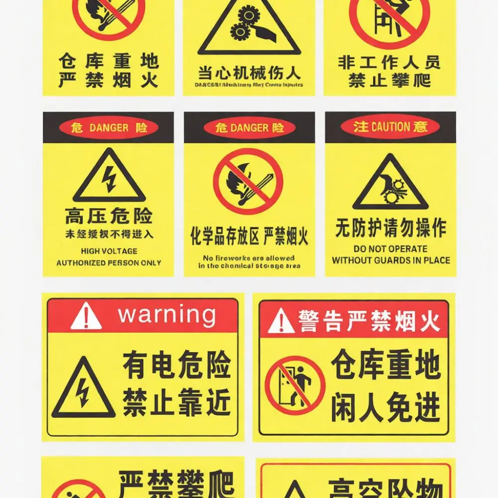 Warning Signage For Factories Custom Printed PVC Safety Boards Danger Prohibition Alerts Compliance Security Protection