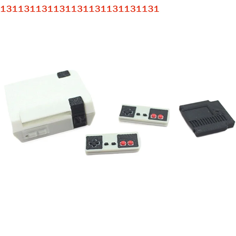 Symulacja gamepada Bezprzewodowy kontroler do gier Akcesoria do dekoracji domku dla lalek Domek dla lalek Host + Karta do gry + 2 kontrolery Mini zabawki Model