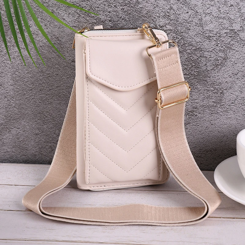 New V-shaped Mobile Phone Bag Multi-functional Fashion Crossbody Bag Large Capacity Solid Color Versatile Women\'s Shoulder Bag