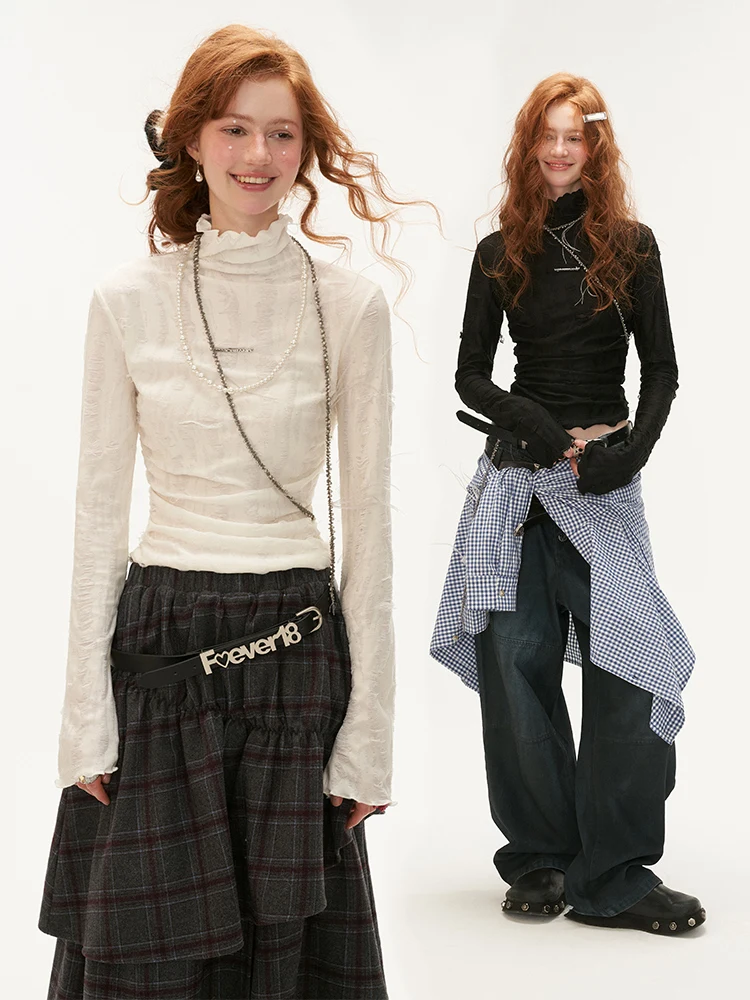 

MAMC Женская облегающая футболка с длинным светом и высоким воротником, повседневная, Bla Base irt Commute Sle, полиэфирное волокно, осенний сезон