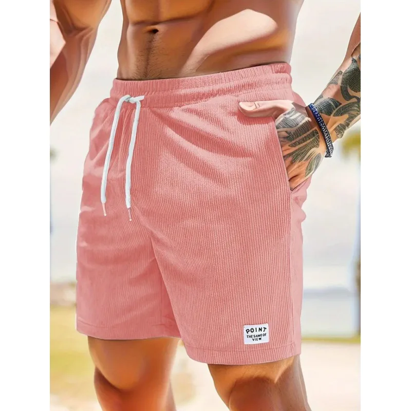 

Summer New American Style Men's Corduroy Shorts Multi Pocket Pants Logo Retro Straight Leg Loose Oversized Shorts for Male