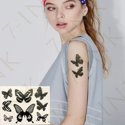 Waterproof Temporary Tattoo Sticker Butterfly Lavender Flower Bird Feather Sun Art Water Transfer Fake Tatoo Flash Tatto