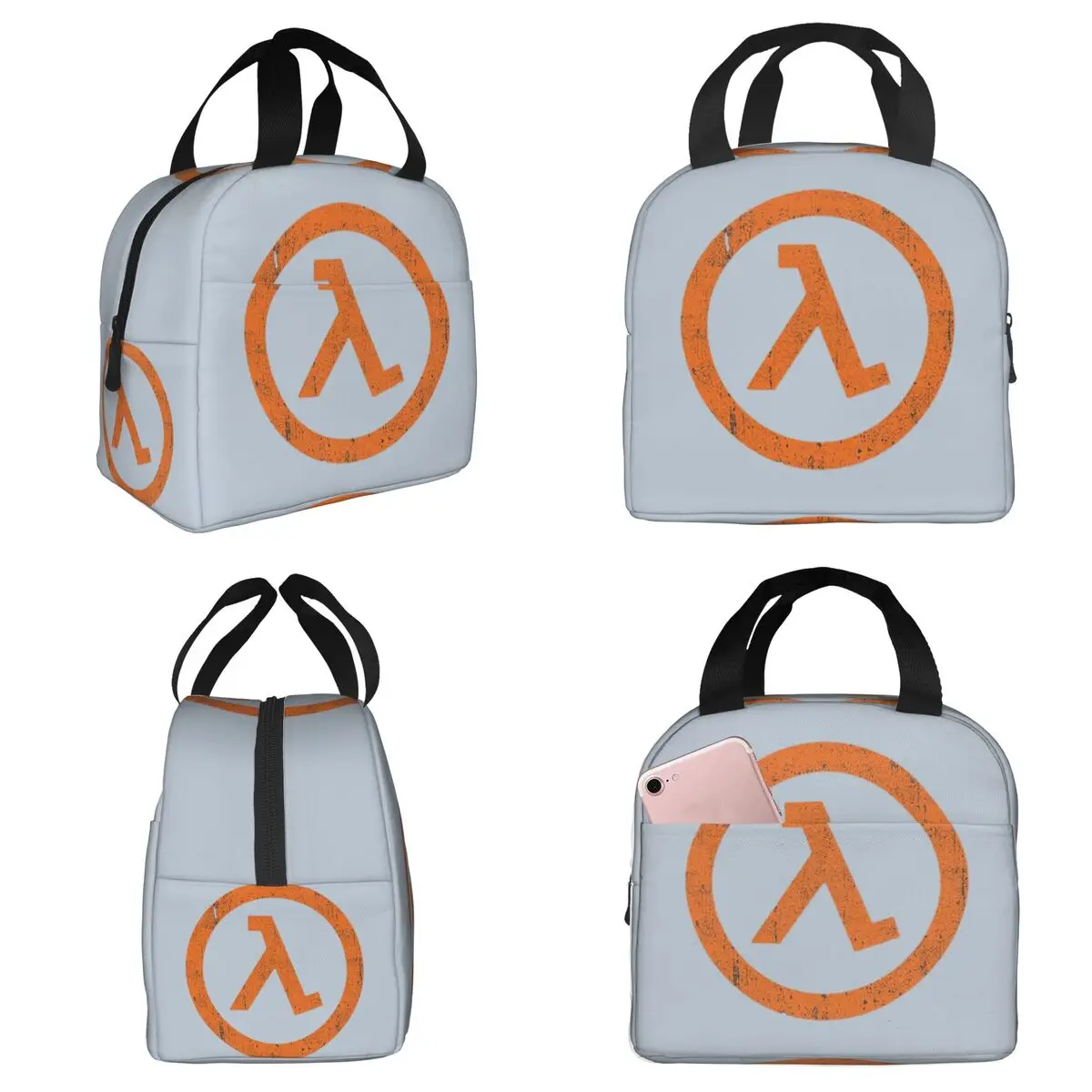 Half Life Lambda Symbol Insulated Lunch Bag for Kids School Cooler Thermal Food Box Tote Leakproof Lunch Boxes Container
