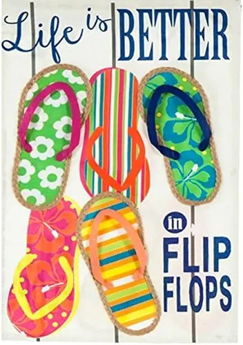Life is Better in Flip Flops Garden Linen Flag - 13 x 1 x 18 Inches WWP zzo